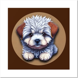 A Cute Cartoon Havanese Puppy Dog Relaxing Posters and Art